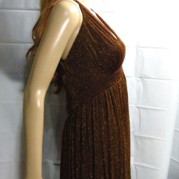NEW Brown Copper Metallic Maxi Dress - Picture 2 of 5